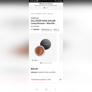 BareMinerals all over face powder $15 each